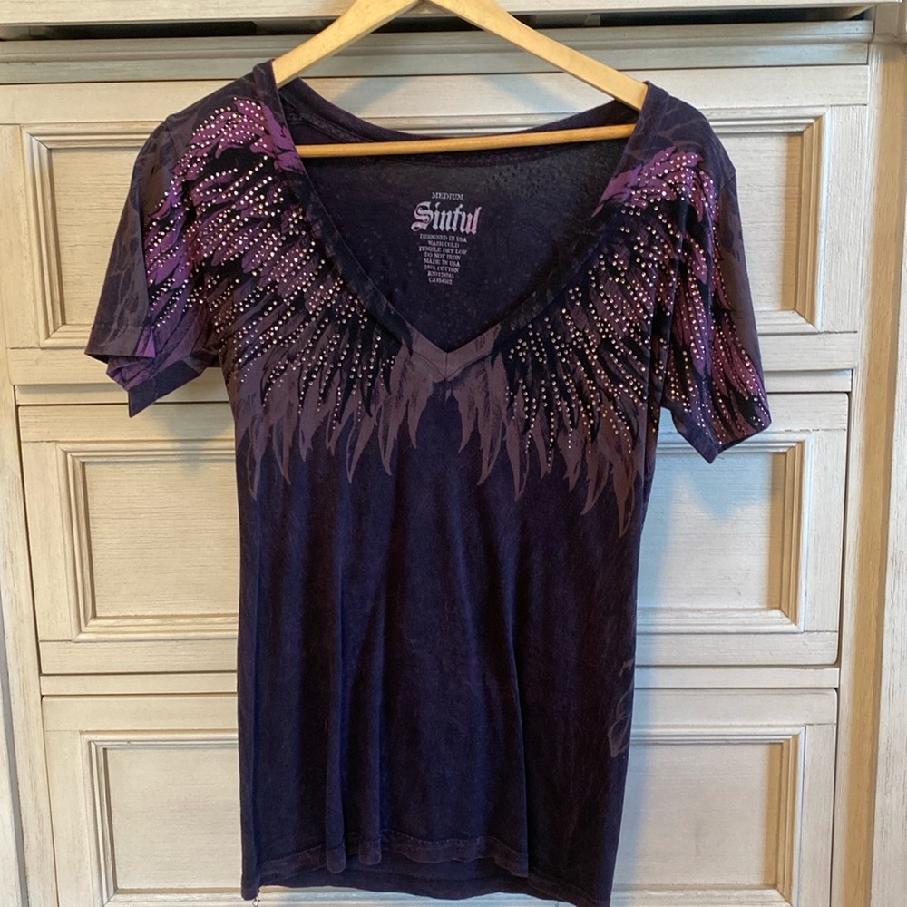 Sinful wings beaded shirt